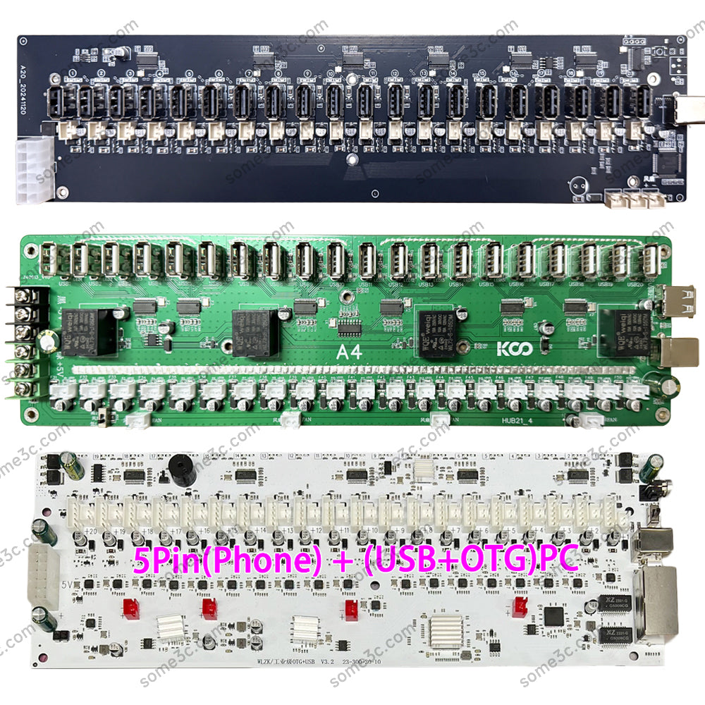 Equipo de control de grupo de teléfonos móviles Placa base Conexión Ethernet/WIFI Interruptor independiente Ventilador Ajustable Soporta USB/OTG