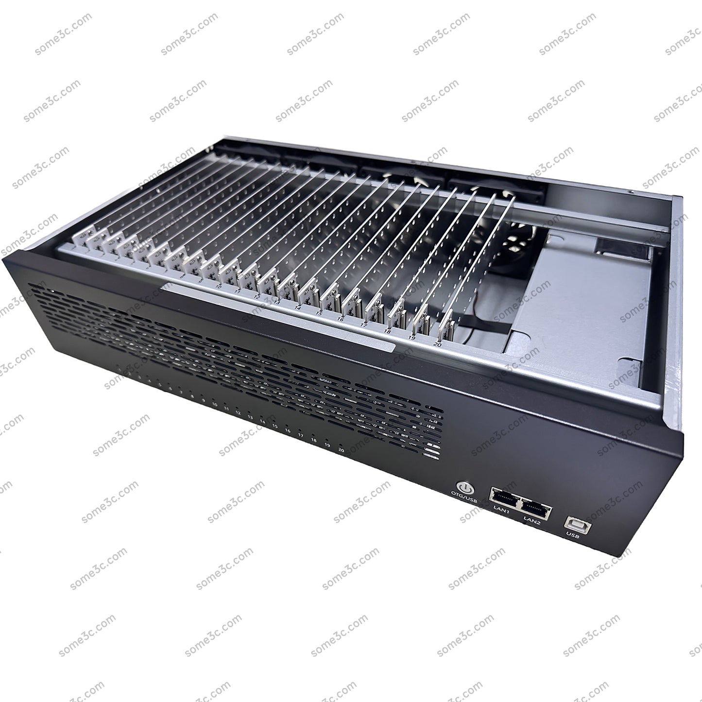 2U Server Rack Empty Box Mobile Phone Chassis 20 Cellphone Motherboard Shell Group Control Ethernet LAN USB OTG Connection Android Phone Box